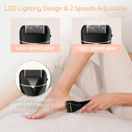 Electric Foot Callus Remover Rechargeable - 12 in 1 Pedicure Kit with 3 Rollers, Portable Foot File Scrubber for Dead Skin Removal, Waterproof & Painless, Home Foot Care Tool (Black)