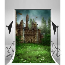 AOFOTO 4x6ft Magic Forest Vintage Medieval Castle Background Fairytale Florets Meadow Photography Backdrop Wonderland Princess Knight Prince Kid Girl Boy Artistic Portrait Photo Studio Props Wallpaper