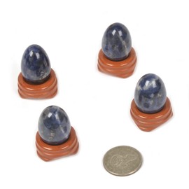 Justinstones Sodalite Natural Gemstone Quartz 30mm Egg Shaped Crystal Healing Chakra Energy Balancing Meditation Home Office Decor Stone with Stone Stand