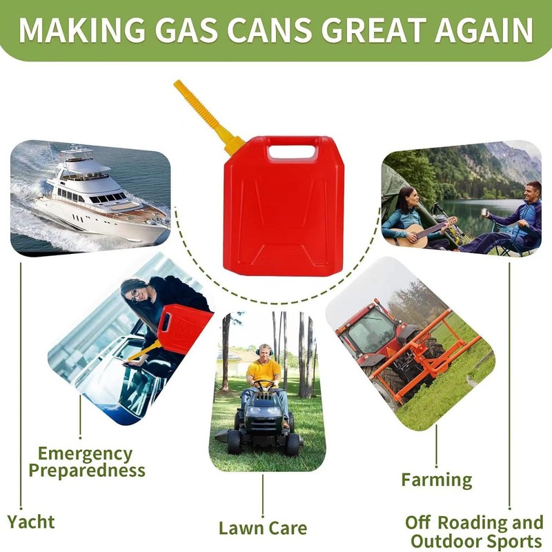 5 Set Fuel Can Spout Kit Anti Spill HDPE Flexible