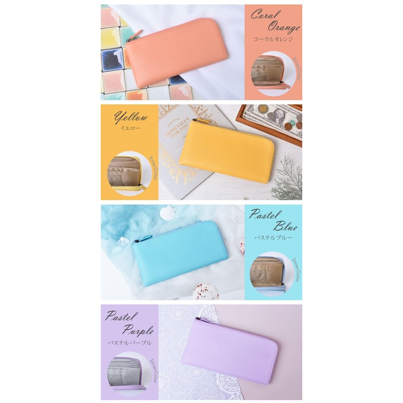 MGsable Long Wallet, L-Shaped Zipper, Genuine Leather, Anti-Skimming, RFID Lightweight,