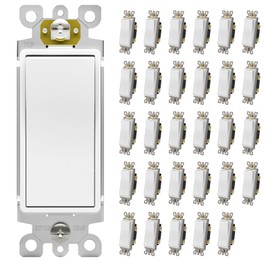 ThunderWay Single Pole Light Switch, Rocker Wall Light Switch, 15A 120/277V, Decorator On/Off Rocker Paddle Interrupter, UL Listed, White, 30 Pack