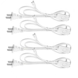T5 T8 LED Light Plug Extension Cord with On/Off Switch - 6FT/1.8M Power Cable for Integrated Tube Fixtures, Shop Lights, Garage, Under Cabinet (4-Pack)