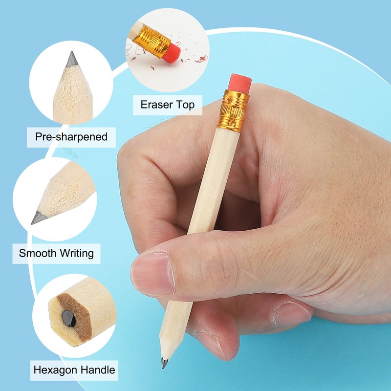 PATIKIL Half Pencils Bulk Pack of 24 Pre-Sharpened Short Hexagon