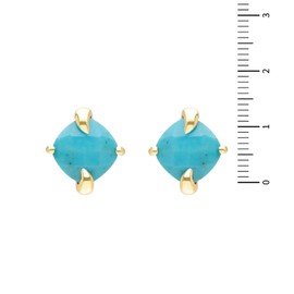 Ivy Gems 9ct Yellow Gold Pineapple Cut Turquoise Stud Earrings