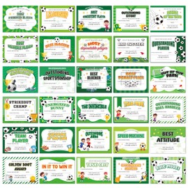 EYxsaxenk Soccer Achievement Award Certificates - 60Pcs End of Season Soccer Team Sport Game Ceremony Award Paper Achievement Certificate for Kids School Student Reward Teacher Class Motivation Supply