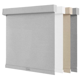 NUTRO CHILL Blackout Window Blinds Cordless, Spring System Window Shades with UV Protection Thermal Insulated Linen Fabric, Roller Blinds for Home Office(44''x72'', Light Grey)