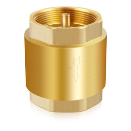 Boltigen Solid Brass Spring Check Valve, 2 Inch NPT Female Thread Non Return One Way Horizontal Vertical In-Line Water Check Valve for Well, Pump, Tank, Backflow Preventer