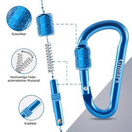 Gimars 6 Pcs Colorful D Shape Mini Carabiner with Screw Lock for Camping Keychain