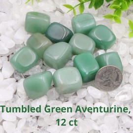 NatureWonders Tumbled Green Aventurine 12 Healing Stones Crystal Natural Color Finished with Beeswax, Opportunity Confidence Independence Prosperity Releasing Vitality Optimism Good luck Calmness