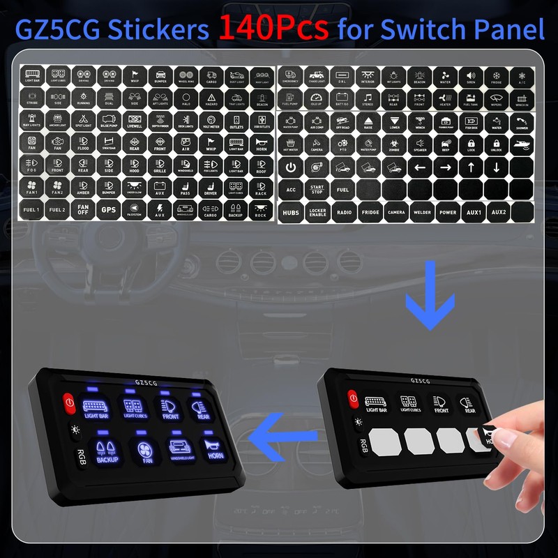 GZ5CG 140Pcs Switch Panel Stickers Universal for 6 Gang 8