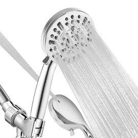 Shower Head,10 mode High Pressure shower head with handheld, Anti-clog Nozzles, Built-in 2 Power Wash to Clean Tub, Tile & Pets, High Flow Hand Held Shower Head, Leakproof 59 Inch Hose&Metal Bracket