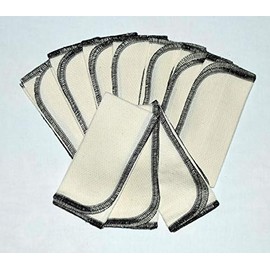 1 Ply Organic Cotton Paperless Towels 11x12 Inches Set of 10 Black Thread - Proudly Made in the USA!
