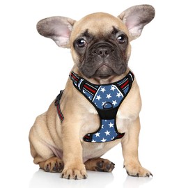 BARKBAY No Pull Dog Harness Large Step in Reflective Dog Harness with Front Clip and Easy Control Handle for Walking Training Running(Star,S)