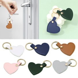 MinnowXY Set of 6 Colorful Heart Shaped Keychain Leather Love Pendant Keyring Stylish Key Rings Bag Accessory Chic Backpack Charm Leather, As Pic Shows
