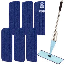 Microfiber Spray Mop Replacement Heads for Wet/Dry Mops Reusable Replacement Refills Fits for Bona Floor Care System(6 Pack) (Darkblue Mop Pads)