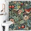 William Morris Shower Curtain,Original Design Strawberry Thief Green Flower Birds
