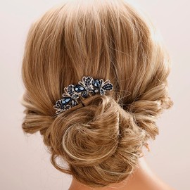 Aimimier Bridal Wedding Butterfly Crystal Hair Combs Decorative Rhinestone Headpieces Hair Clips Bride and Bridesmaids Hair Accessories for Women Girls(Blue)