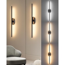 Leadzon Battery Operated Wall Sconces Set of 2 Black, Wireless Sconces with Touch/Remote, 360° Rotatable Wall Lamps for Living Room,Bedroom,Bathroom