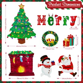 Konsait Christmas Bulletin Board Derations Set, 45Pcs Christmas Tree Fireplace Christmas Cutouts for Bulletin Board, Christmas Decorations Bulletin Board for Home Office Classroom