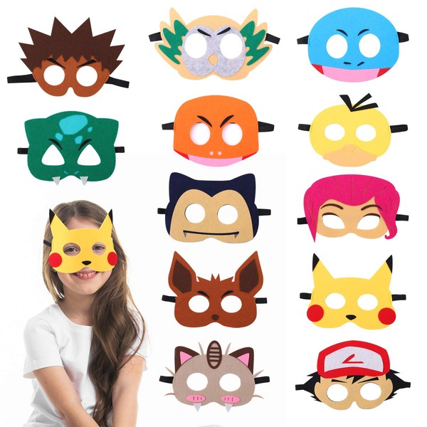 Herefun 3-Plus Birthday Party Set, Party Masks Adults, Birthday Eye Mask Party Face Mask, Felt Masks Birthday Party, Halloween Masks Toy Adults and Children Cosplay Pack of 12