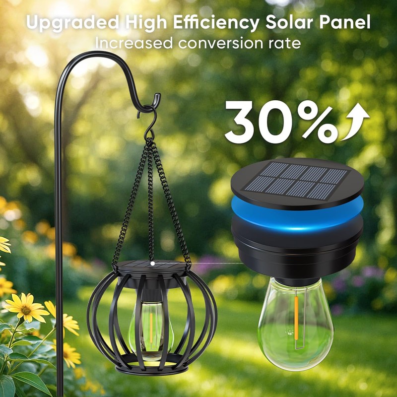 NESSTU Solar Lanterns Lights Waterproof: 4 Pack Metal Hanging Outdoor