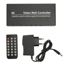 Video Wall Controller 4K 30Hz Input 1 in 4 Out 9 Modes HD Multimedia Interface Video Wall Processor with Remote 100‑240V EU Plug