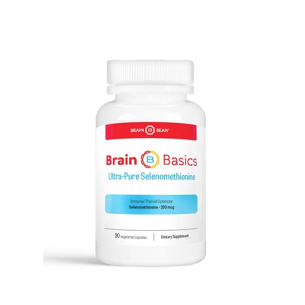 Brain Basics Ultra-Pure Selenomethionine - Proper Thyroid Function and Immune System Support - 200 mcg Most Bioavailable Selenium - 90 Servings