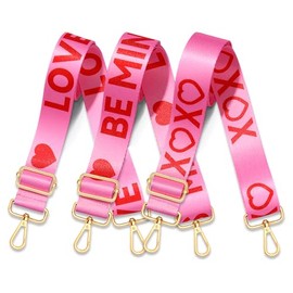 NLCAC 3PCS Valentines Purse Strap Replacement Crossbody Bag Strap Valentines XOXO Love Heart Crossbody Strap for Bags (Love XOXO Heart)