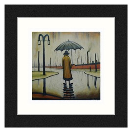 Greetingles Lowry-Style 12"/31cm Square Framed Print. Beautiful Black Ash Frame (Lowry, Beautiful British Day)