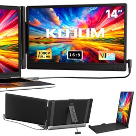 KOJOM Laptop Screen Extender 14-inch – Upgraded 1080P FHD IPS Dual Laptop Monitor Extender Plug & Play Portable Monitor with Adjustable Stand Compatible with Windows Mac Chrome 13”-17” Laptop