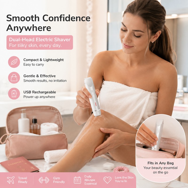 Women’s Electric Shaver for Body Grooming – Dual-Head Rechargeable Razor