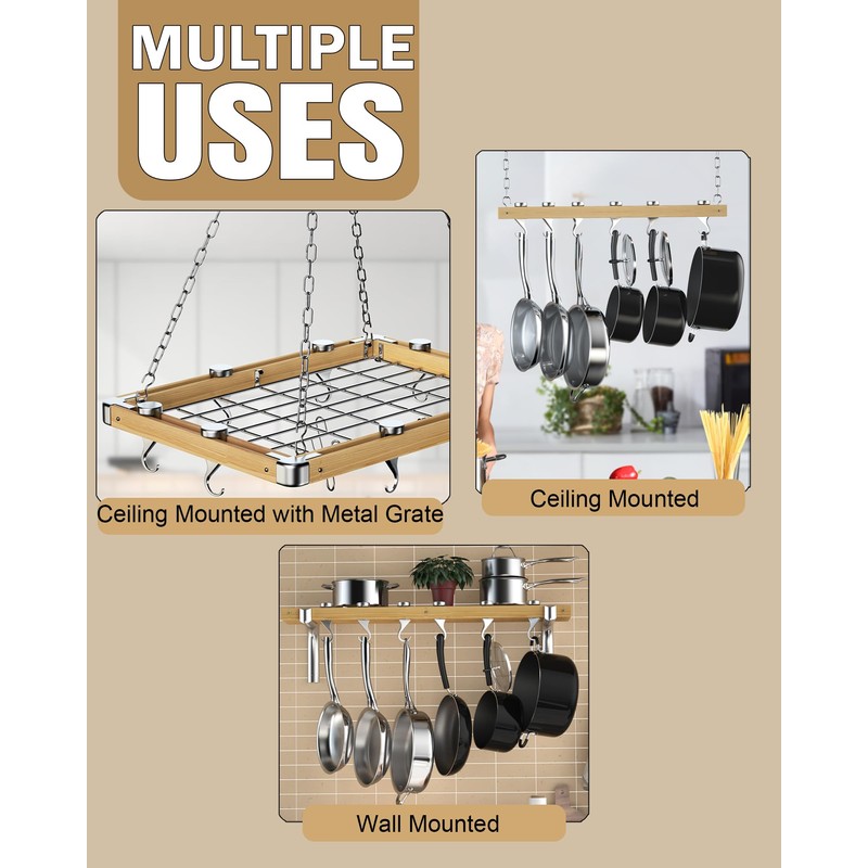 Cooks Standard Hooks, 4 Pack Aluminum Ceiling Hooks for Pot