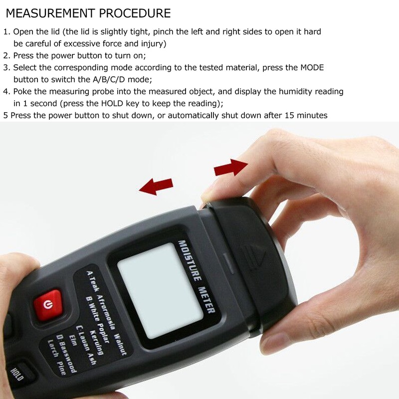 Wood Moisture Meter Handheld LED Digital Humidity Tester Detector Moisture