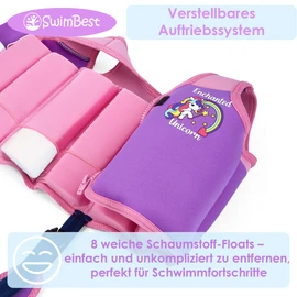SwimBest Life Jacket / Buoyancy Aid with Safety Belt and Removable Floats (Enchanted Unicorn, S (15-19 kgs)