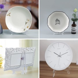 12 Pack 3 Size Clear Plastic Easels or Stand, BetterJonny Decorative Plates Stand Clear Display Holders for Displaying Pictures, Photo Frames, Greeting Cards and Tabletop Artworks（4, 6, 8 inche）