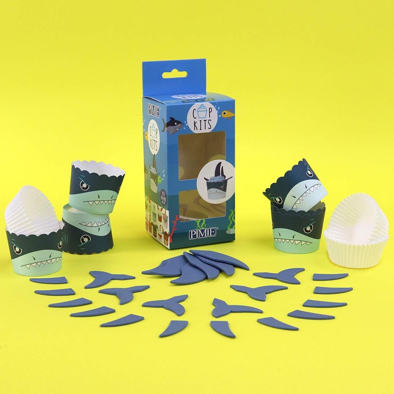PME Cupcake Decorating Kit with Edible Toppers, Shark Attack
