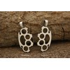 Brass knuckles Pendant Pewter with Cotton ribbon