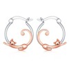 CUPENDA Cat Earrings 925 Sterling Silver Cat Hoop Earrings Animal
