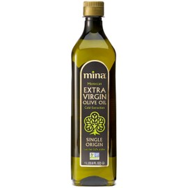 Mina Moroccan Olive Oil Extra Virgin 33.8 Fl Oz, New Harvest, Polyphenol Rich Olive Oil, Single Origin Extra Virgin Olive Oil, Cold Extraction, Less than 0.2% Acidity, 1 L