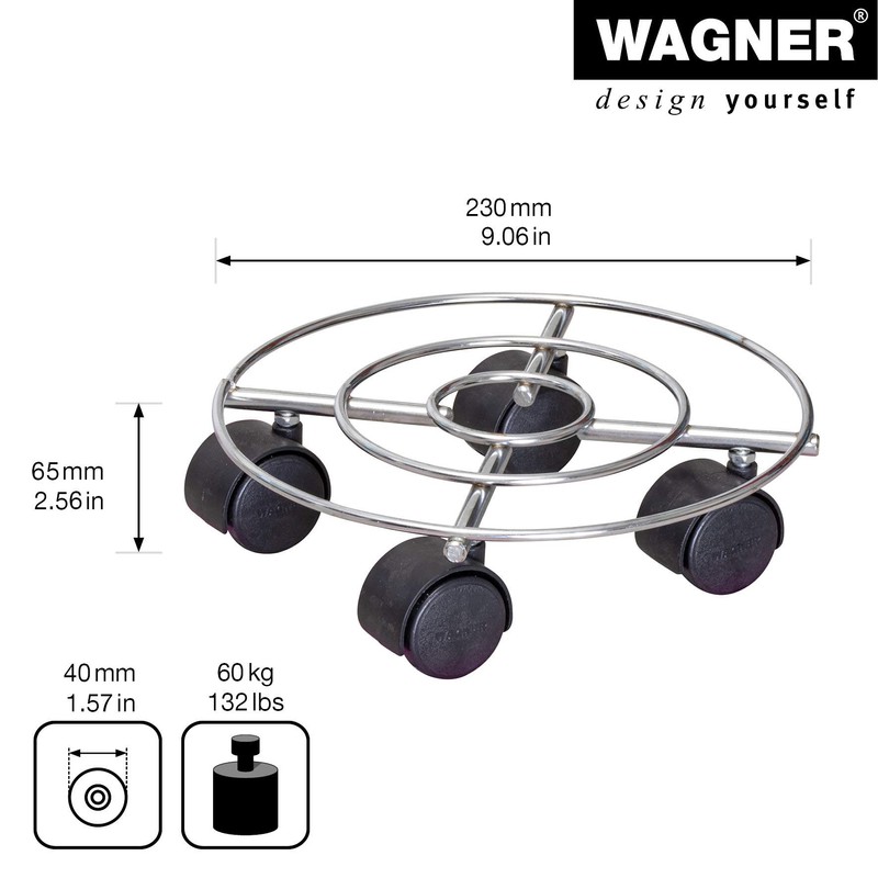 WAGNER Pflanzenroller CHROME Ø 23 x 6,5 cm I Pflanzenroller