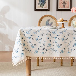 HOMLOVE - Mantel rectangular estilo pastoral, impermeable y resistente a las manchas, sin arrugas, para comedor/cocina/patio, lavable en interiores y exteriores, 55 x 120 pulgadas, color azul