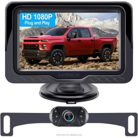 4.3 Inches Backup Camera Plug and Play: Waterproof clear Night Vision Rearview Camera with Monitor, Suitable for CarsView Angle: 149°, Color: Black, Resolution: 1920*1080