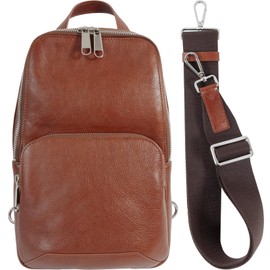 Dom Teporna Body Bag, Genuine Italian Leather, Compact, Ambidextrous, Storage, Large Capacity, Cowhide Leather, Men's, Women's, dark brown