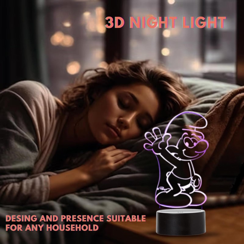Smurf Smurf LED Lamp Colour Changing USB Night Light and