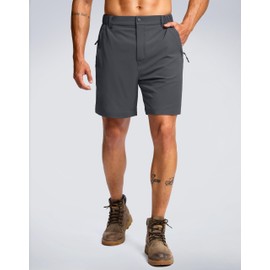 G Gradual Men's Hiking Shorts 7" Lightewight Casual Shorts for Men Quick Dry Stretch Golf Shorts with 3 Zipper Pockets Summer(Charcoal,XL)