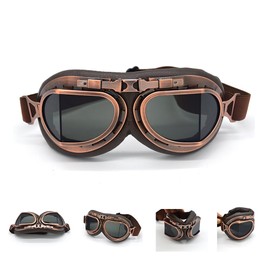 evomosa Vintage Retro Motorcycle Cycling Sports Goggles, Glasses, Helmet Glasses, PC Lens, UV Protection, Multi-Purpose Use, Protective Glasses, Punk Goggles (Smoke)