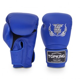 Top King Super Air Breathable Leather Gloves Muay Thai Boxing Gloves for Training or Sparring - Blue, 16oz