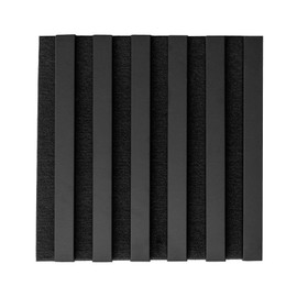 MARBET DESIGN Acoustic Panels Acoustic Squares 30 x 30 cm Wall Cladding Wood (1 Panel, Black - Matte Black) Slat Cladding Wooden Wall Natural