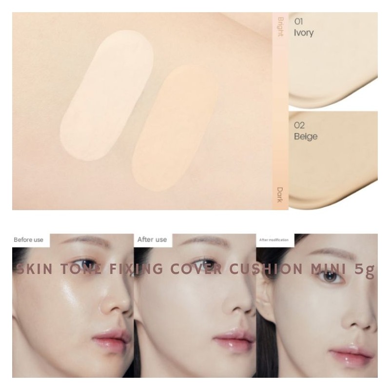 TONYMOLY Skintone Fixing Cover Cushion Mini 5g, Color:02 Beige